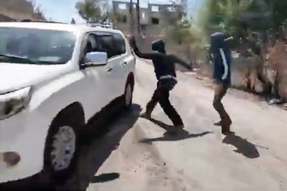 NBC News journalists were attacked by masked Israeli settlers in the West Bank on Saturday.NBC News