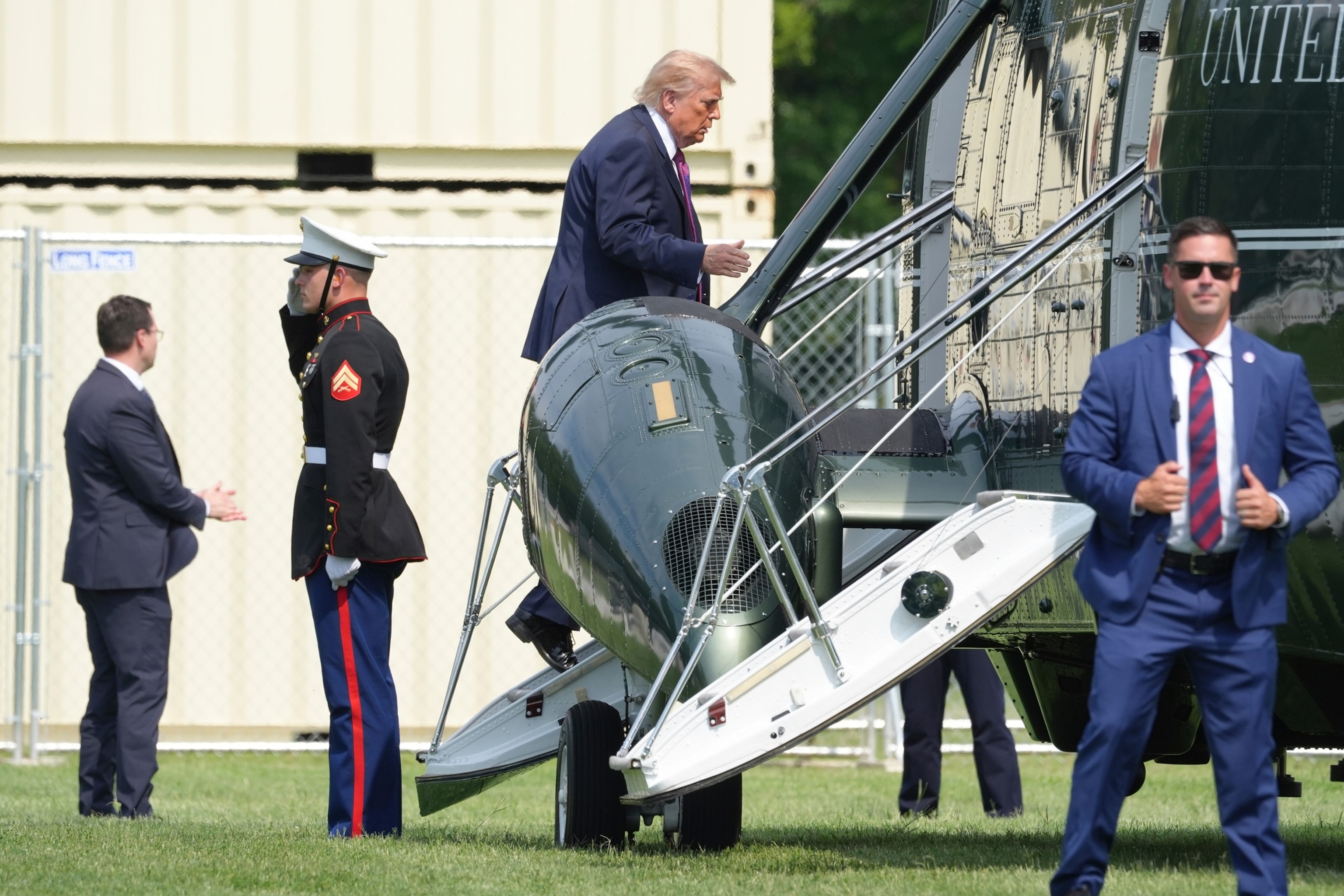 President Donald Trump boards Marine One from the Ellipse near the White House, Aug. 27, 2026, in Washington, D.C., en route to Houston.Jacquelyn Martin/AP Photo