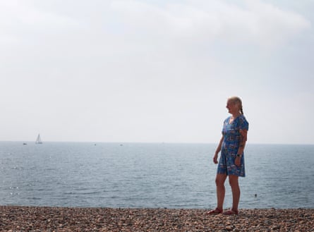 Hildi Mitchell teaches pool swimmers to swim safely in the sea in Brighton.Photograph: Martin Godwin/The Guardian