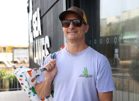 Greg Veros has switched to swimming in Brighton’s outdoor pool after he fell ill, he believes, from swimming in the sea.Photograph: Martin Godwin/The Guardian