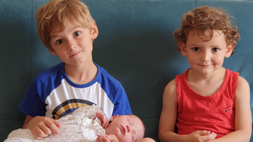 Image caption,Today, Audrey and Arthur have three children together