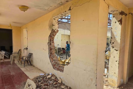 The damaged interior of a lawyers' syndicate in El Obeid, reportedly targeted by the RSF in July.Photograph: AFP/Getty Images