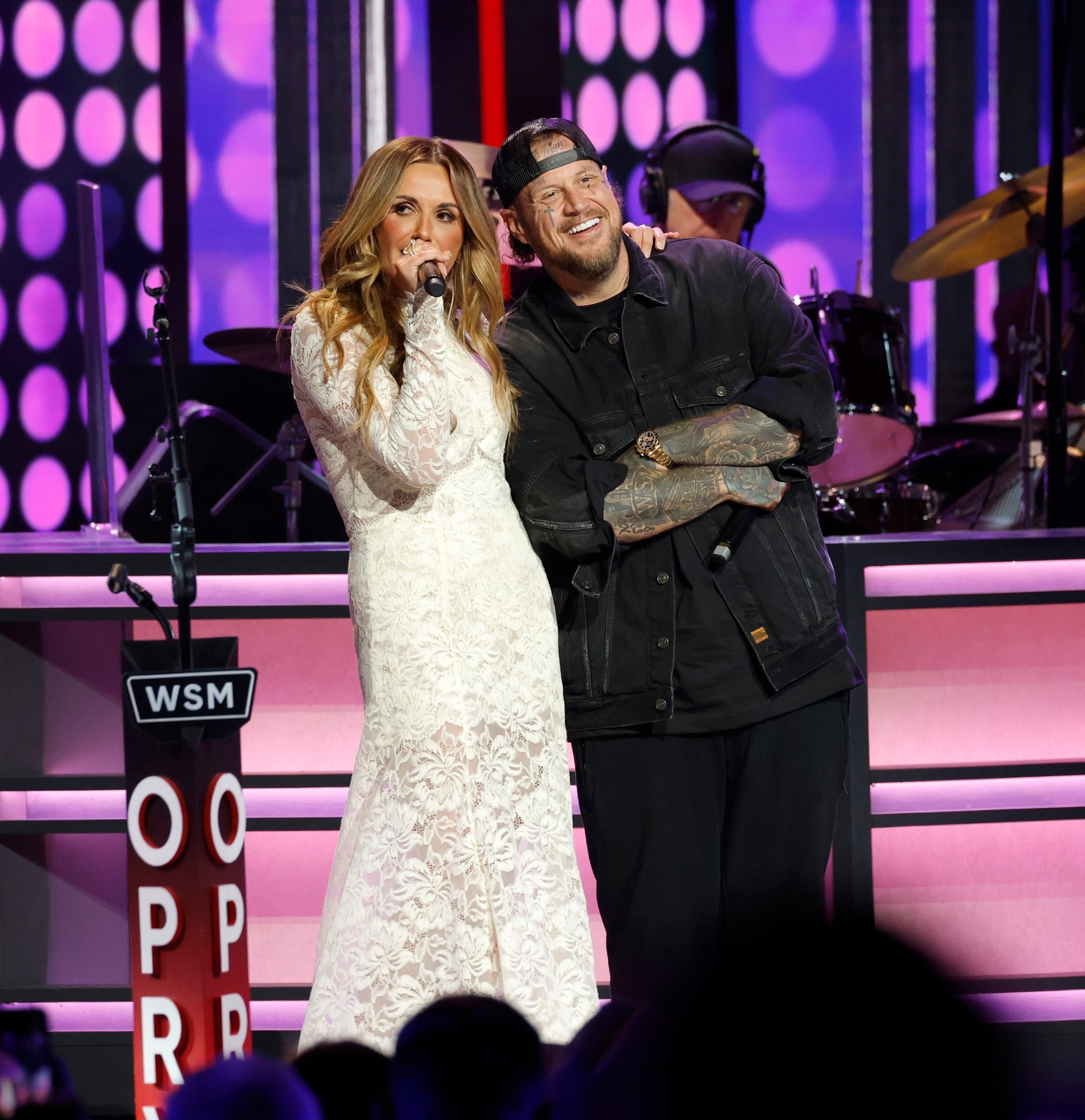 Carly Pearce and Jelly Roll perform Dolly Parton's song "9 to 5" as The Opry remembers Dolly Parton at the Grand Ole Opry House on August 29, 2026 in Nashville, Tennessee.Jason Kempin/Getty Images