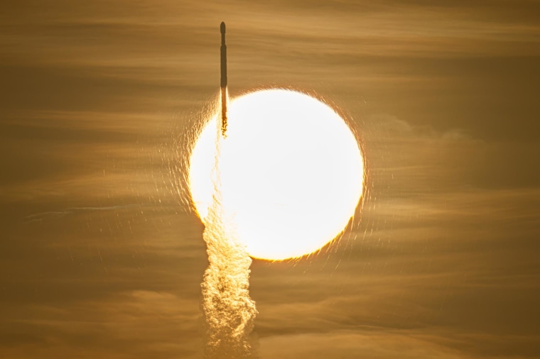 A SpaceX Falcon heavy rocket with NASA’s Nancy Grace Roman Telescope on board launches from NASA’s Kennedy Space Center in Florida on Sunday.John Kraus / NASA