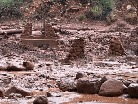 Handout image released by the Grand Canyon National Park Service shows remnants of stone bridge pylons along Bright Angel Creek.Photograph: J Thompson, handout/National Park Service/AFP/Getty Images