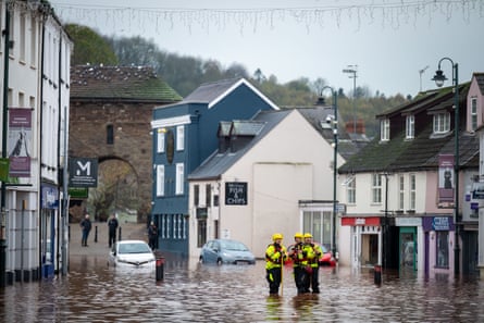 Flooding in Monmouth in Wales last November.  It is feared that the forthcoming El Niño could result in severe storms this autumn.Photograph: Matthew Horwood/Getty Images