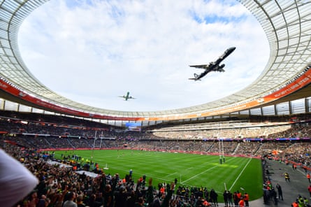 The planes fly above the stadium before kick-off.Photograph: Gallo Images/Getty Images