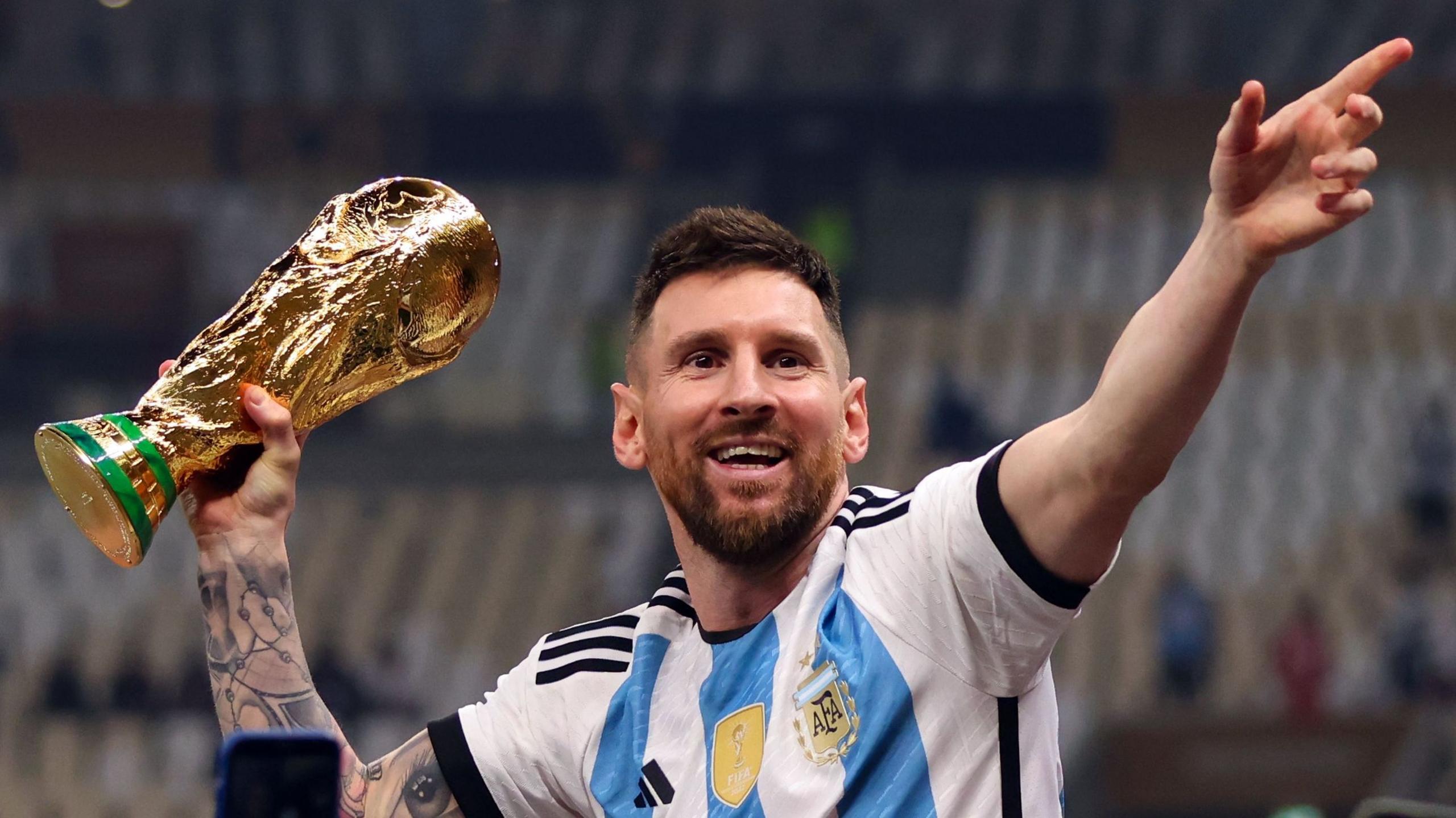 Image caption,The pinnacle of Messi's career came when Argentina won the 2022 World Cup