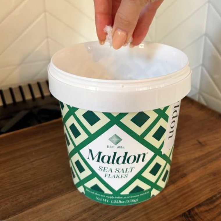 Malin thinks of Maldon Sea Salt Flakes as jewelry for food: It’s that final touch that brings a dish together and adds a little something extra, similar to what the right earrings or necklace can do for an outfit.Courtesy of Zoe Malin