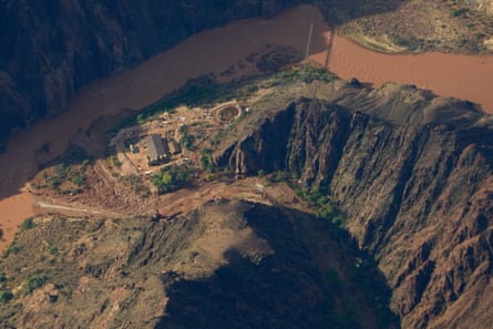 Flood debris lines Bright Angel Creek.Photograph: John Locher/AP