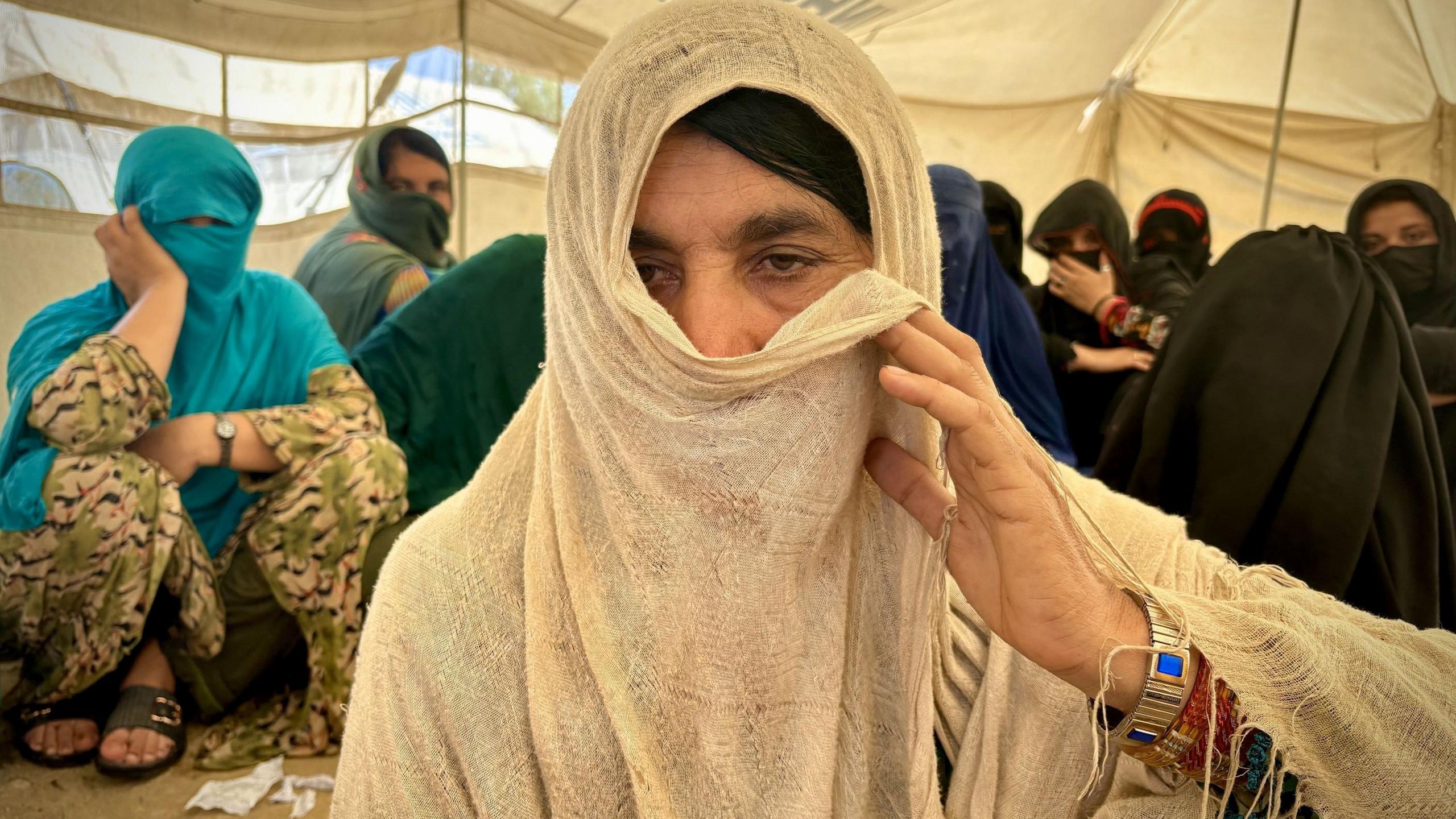 Image caption,Zarina, 40, is among the million Afghan who have returned this year alone