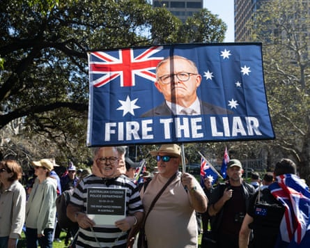 One Nation claims to have raised millions from its ‘fire the liar’ fundraising drive targeting Anthony Albanese.Photograph: Jessica Hromas/The Guardian