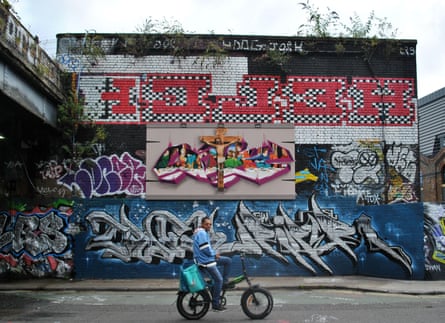 Graffiti and street art in Shoreditch, east London, featuring Helch.Photograph: Mark Charnock/Alamy