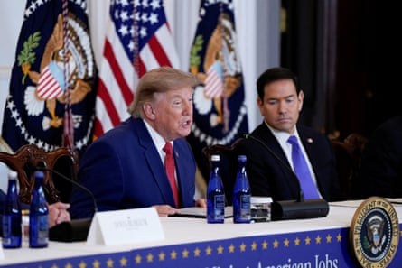 Donald Trump with Marco Rubio in Washington. The pair are accused of waging economic war against Brazil to influence its presidential election.Photograph: Elizabeth Frantz/Reuters