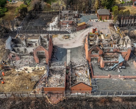 A wildfire that broke out in the West Midlands on 13 August prompted mass evacuations and destroyed 19 properties in Stourbridge.Photograph: Christopher Furlong/Getty Images