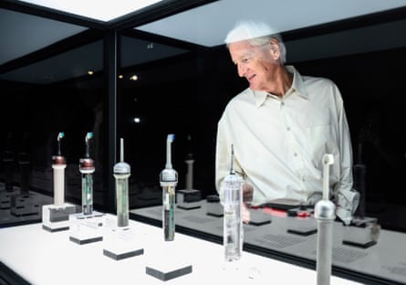Dyson put earlier prototype models of the toothbrush on display at the launch event in Paris.Photograph: Doug Peters/PA