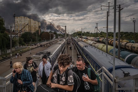 Boryspil, in the Kyiv region. Trains were evacuated and travellers stranded during Russia’s days-long air assault on KyivPhotograph: Jelle Krings