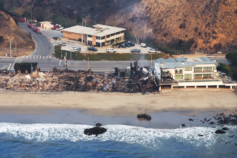 Beachfront properties are left destroyed by the Palisades Fire in Malibu, Calif.Mark J. Terrill / AP file
