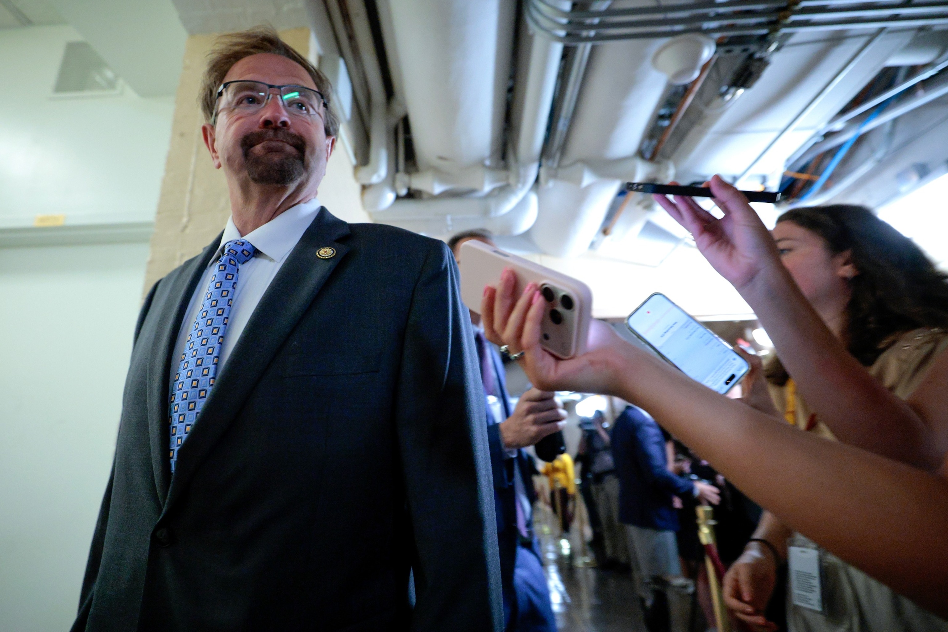 Rep. Chuck Edwards (R-NC) talks to reporters as he arrives for a House Republican conference in the basement of the U.S. Capitol on September 01, 2026 in Washington, DC. The House will vote on censuring Edwards, who the House Ethics Committee said engaged in "persistent unprofessional and inappropriate conduct towards two young female staffers."Chip Somodevilla/Getty Images