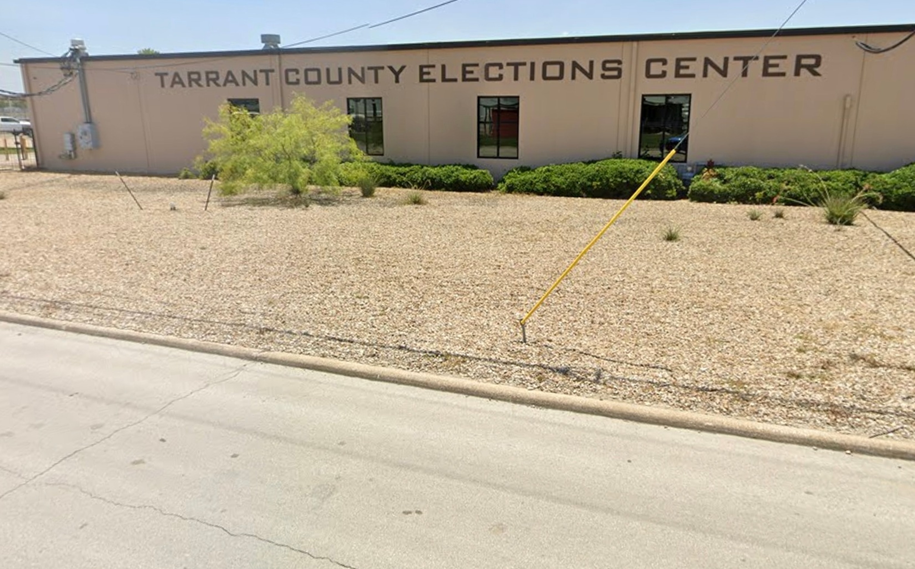 The Tarrant County Election Center is shown in Fort Worth, Texas.Google Maps Street View