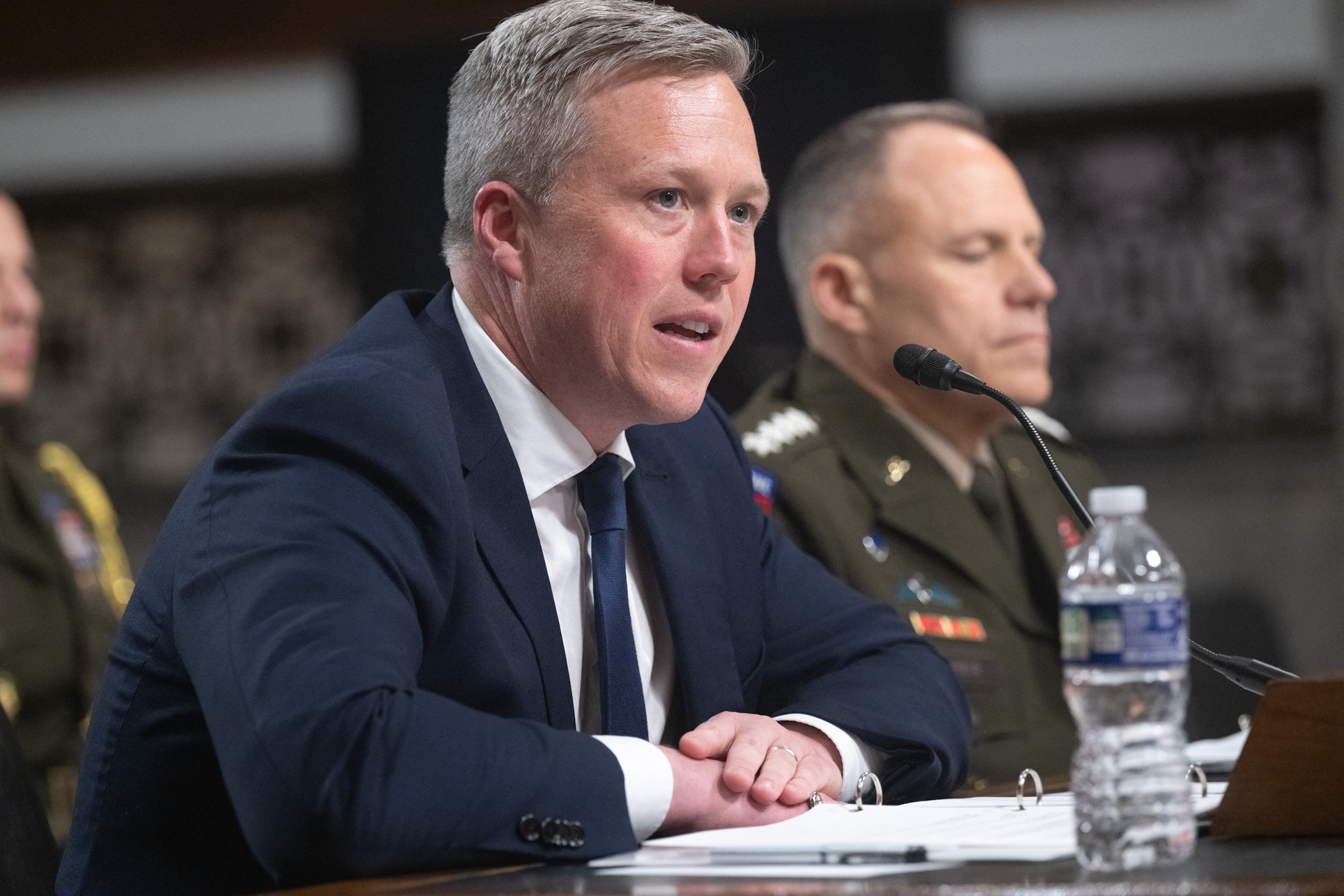 Secretary of the Army Dan Driscoll testifies on budget requests during a Senate Committee on Armed Services hearing on Capitol Hill, May 12, 2026.Saul Loeb/AFP via Getty Images, FILE