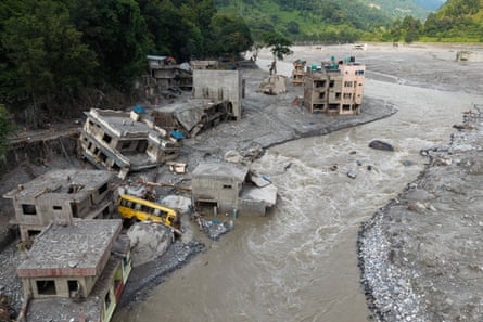 The Trishuli River in the aftermath of flash floods at Betrawati in Nepal’s Nuwakot district. Prof Richard Betts said the flooding catastrophe was a demonstration of why the world needed to limit overshoot and come back to 1.5C.Photograph: Prabin Ranabhat/AFP/Getty Images