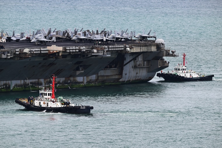 The Lincoln off Laem Chabang Port on Wednesday.Anthony Wallace / AFP via Getty Images