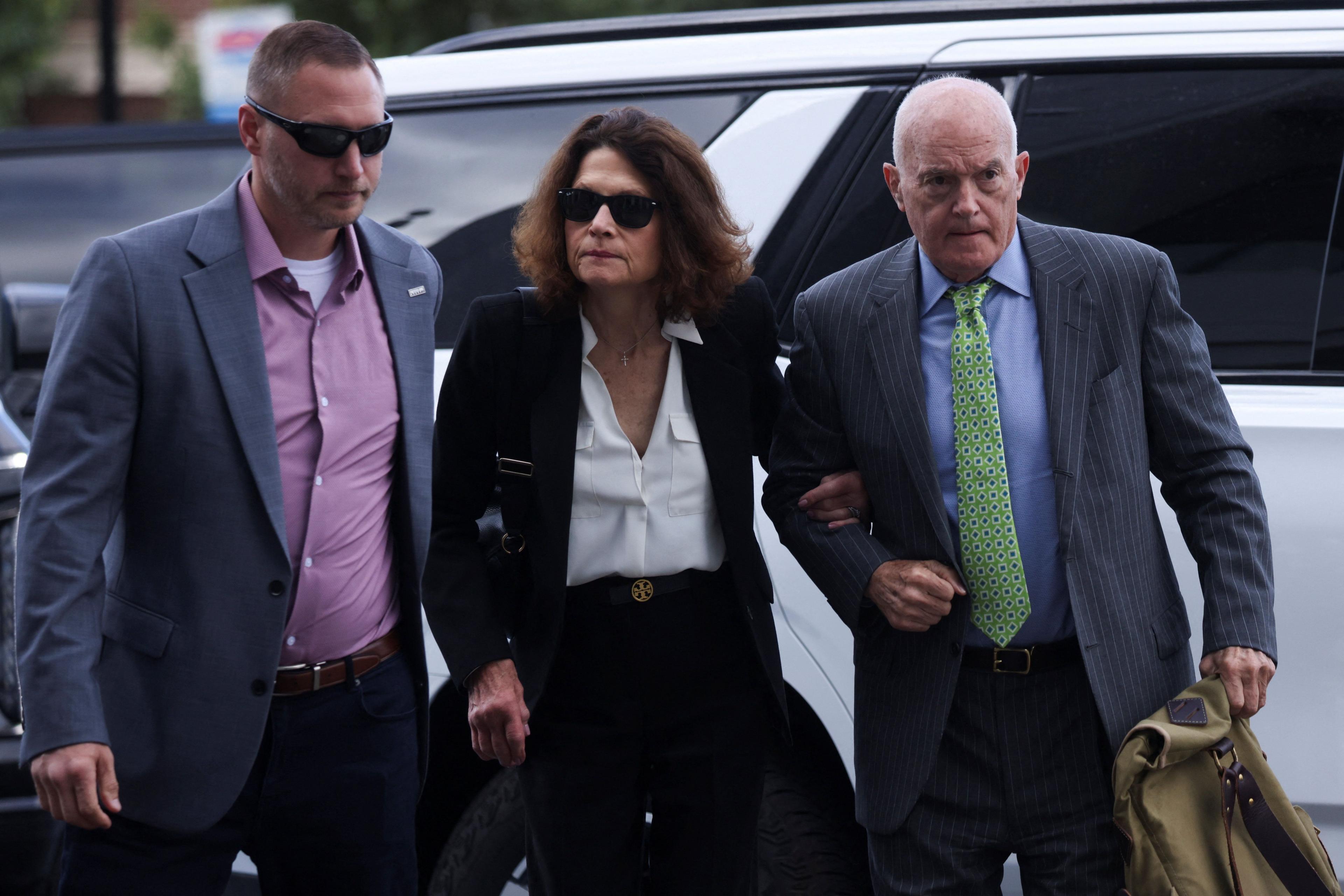 Image caption,Kirk's parents, Robert and Kathryn, arrive at the Utah courthouse on Tuesday