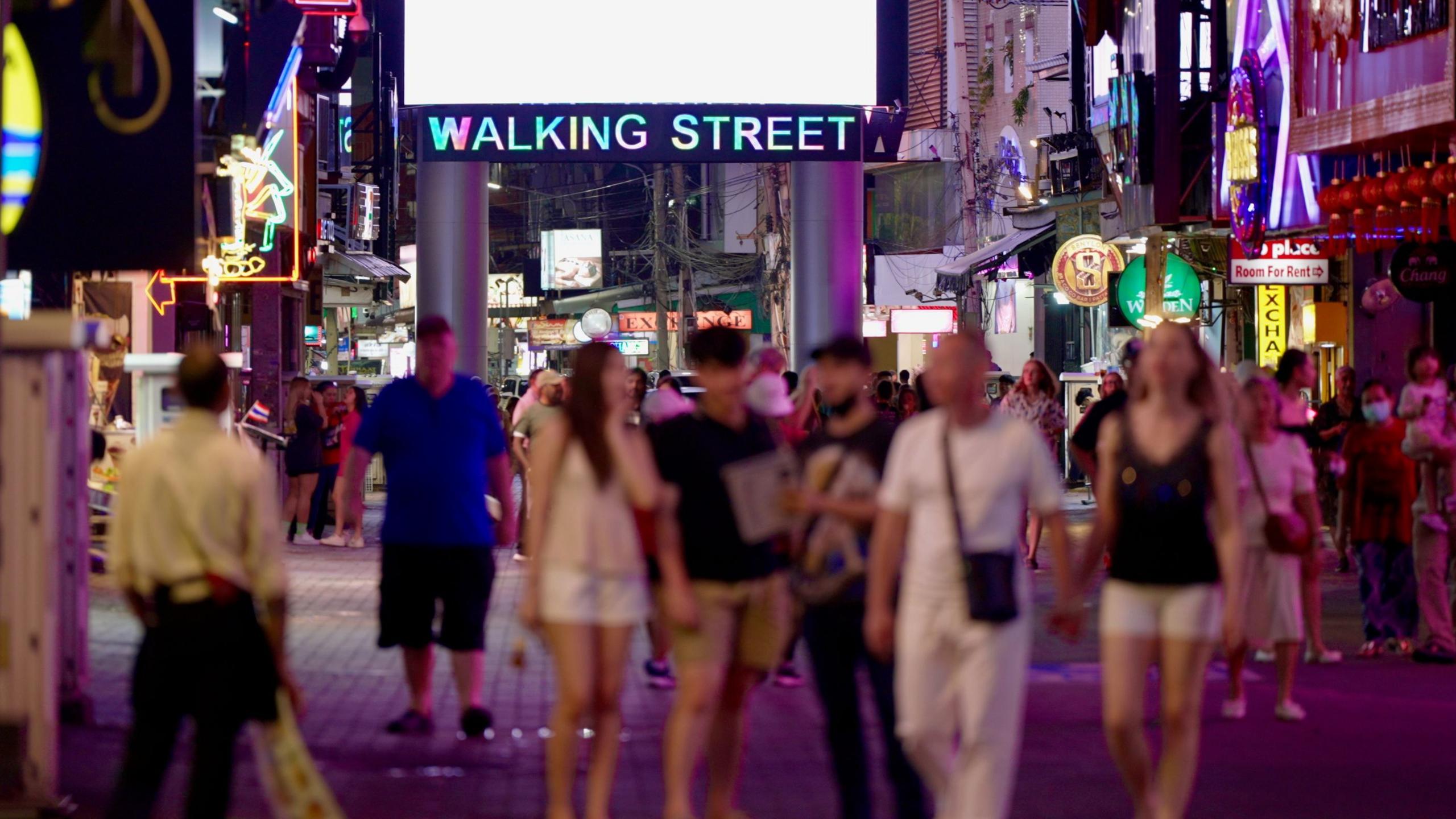 Image caption,Pattaya's streets, know for their raucous nightlife, are quieter than usual