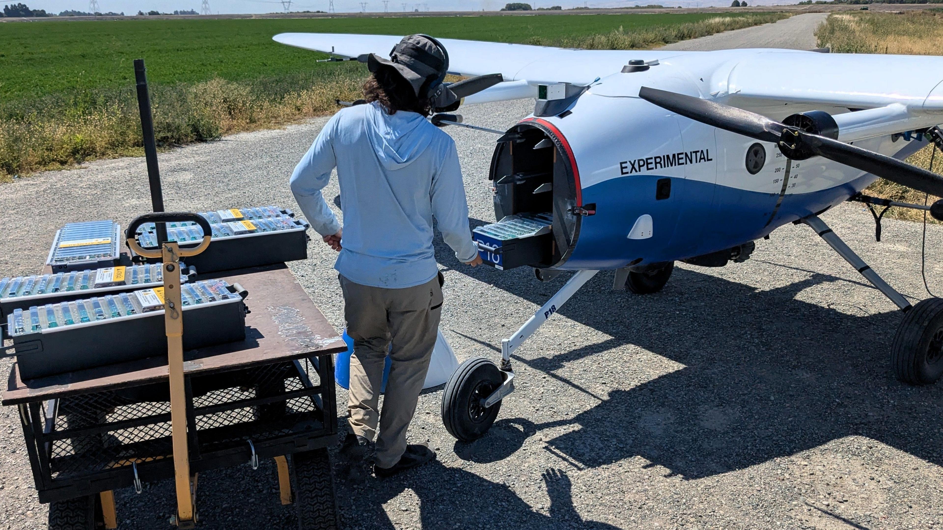 Image caption,The batteries on Pyka drones last half an hour