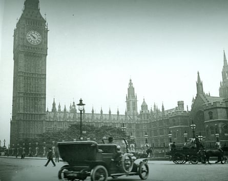 Parliament Square, London, circa 1906, showing early electric lamps.Photograph: Universal Images Group/Getty Images