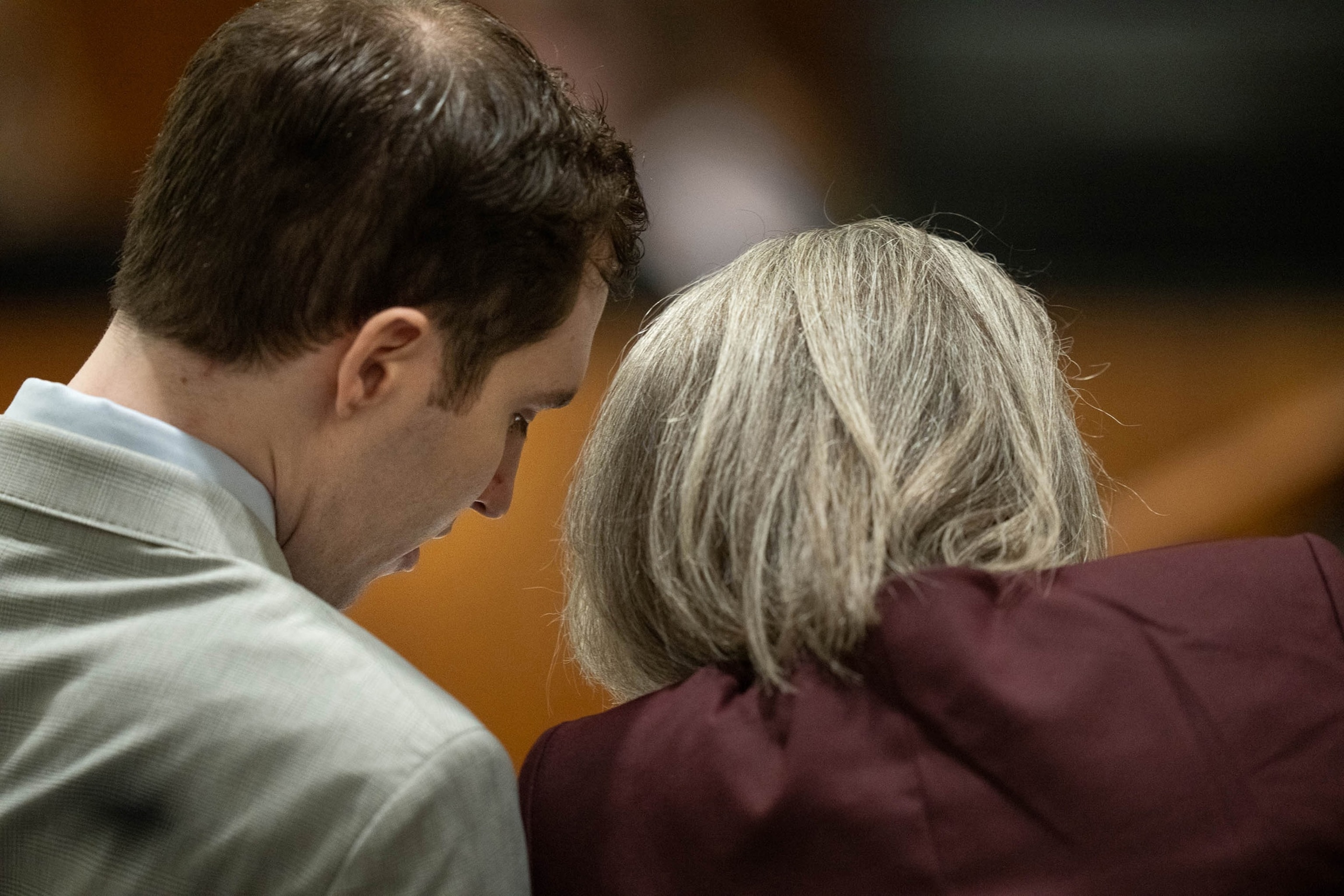 Tyler Robinson, charged in the fatal shooting of Charlie Kirk, speaks with defense attorney Staci Visser as he sits during a preliminary hearing in 4th District Court on Sept. 1, 2026, in Provo, Utah.Francisco Kjolseth, Pool via Getty Images