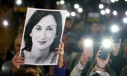 Caruana Galizia’s sister Corinne Vella said: ‘Everybody is much more at risk now, because this signals you can kill journalists with impunity.’Photograph: Darrin Zammit Lupi/Reuters