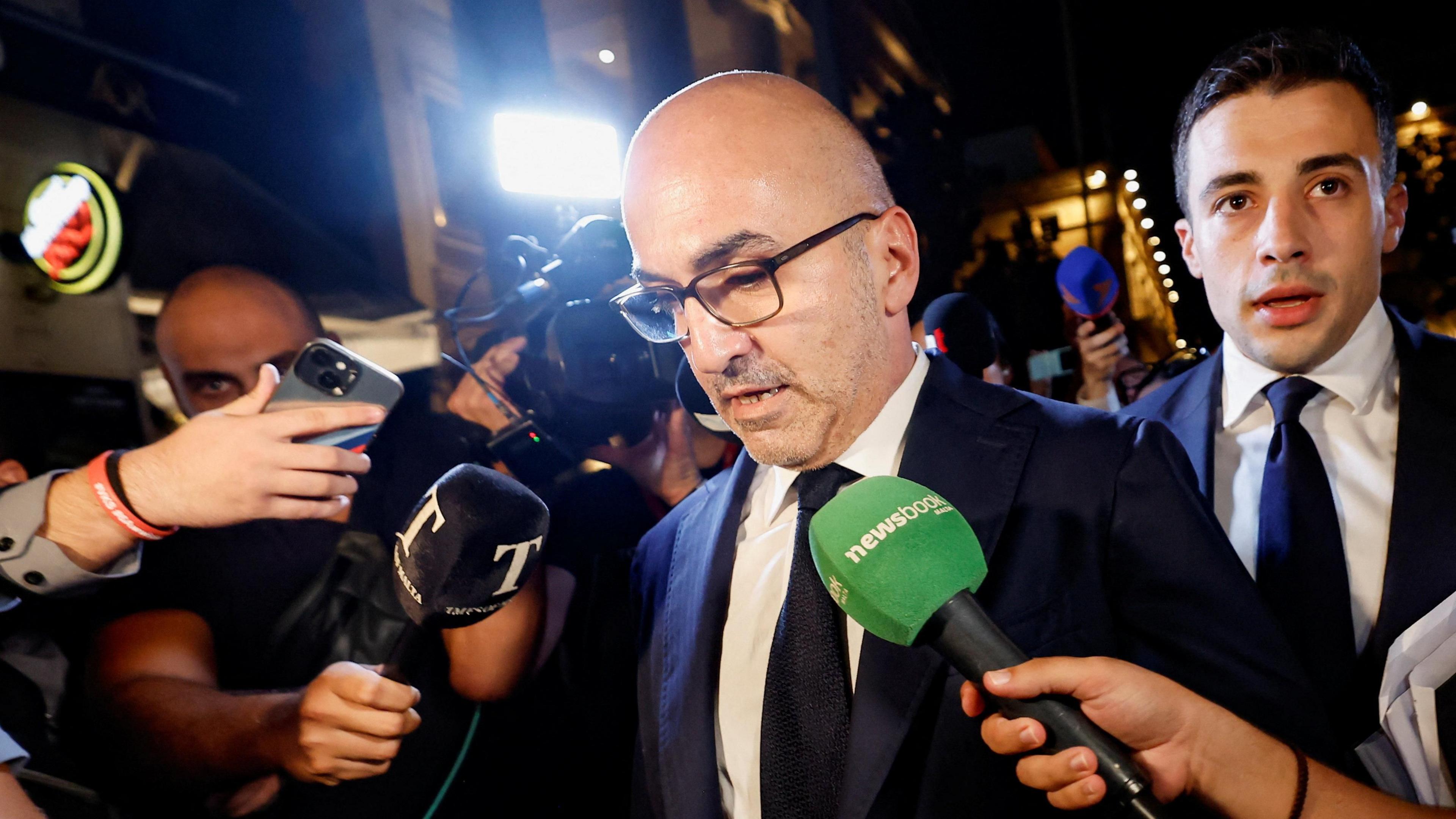 Image caption,Yorgen Fenech pictured outside court following his acquittal