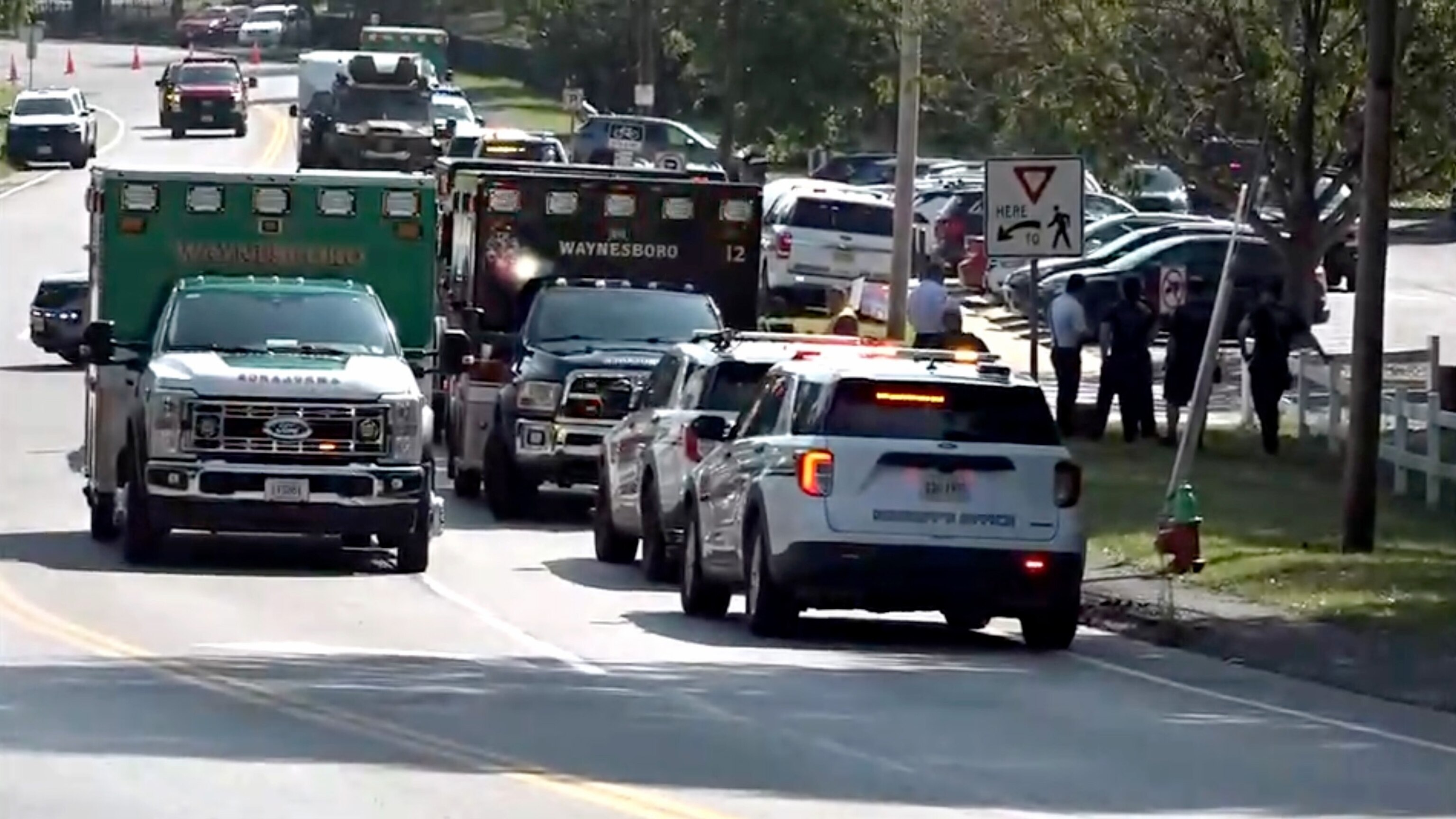Police respond to an incident at a school in Waynesboro, Virginia, Sept. 2, 2026.WHSV