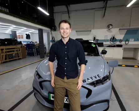 Alex Kendall, Wayve’s co-founder, says the driverless technology is ‘still maturing’.Photograph: Graeme Robertson/The Guardian