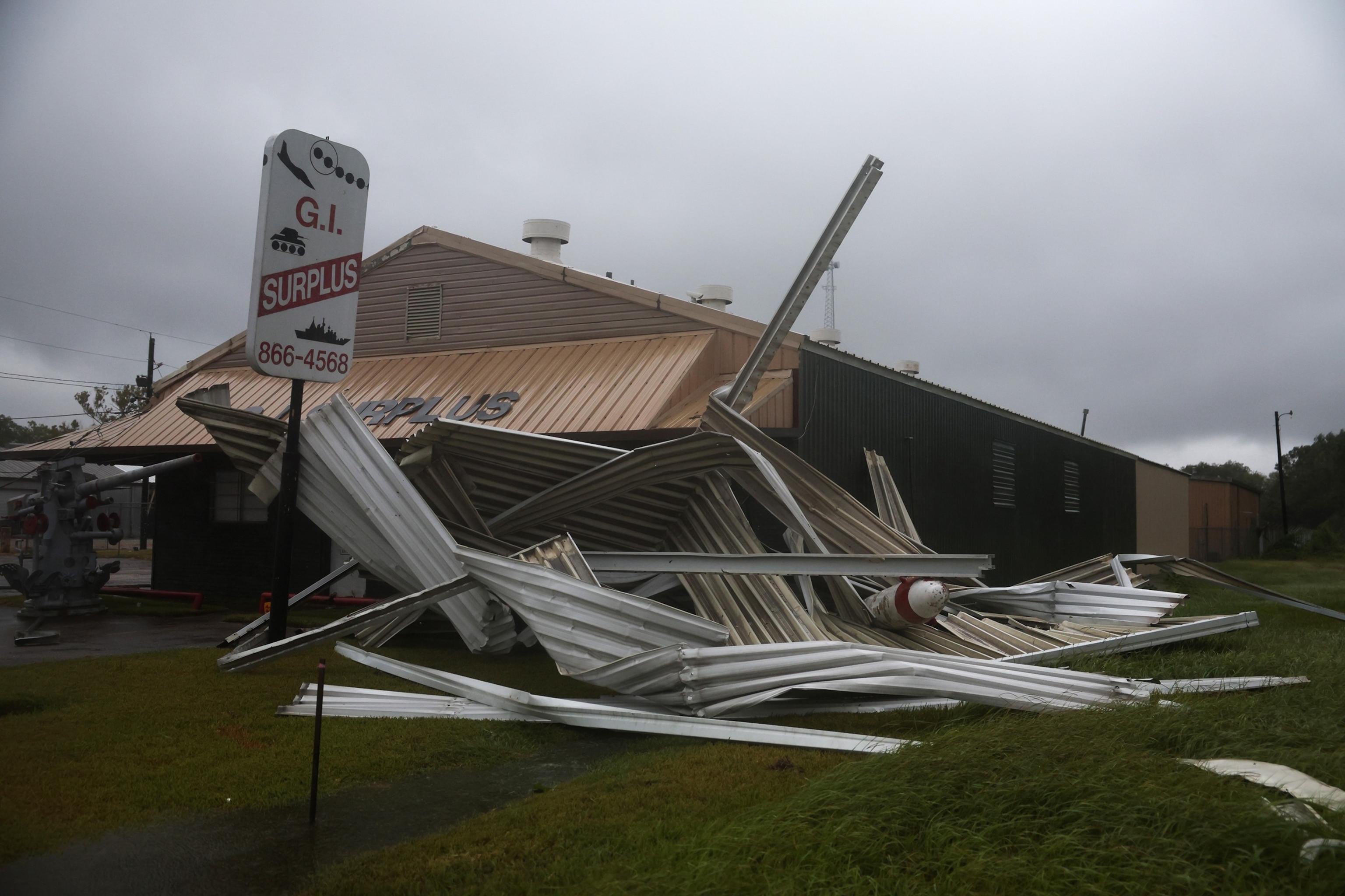 A damaged G.I. Surplus store is seen during Tropical Storm Edouard, September 1, 2026, in Beaumont, Texas.Antranik Tavitian/Getty Images