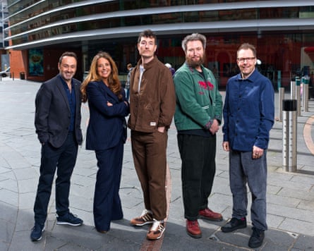 From left, Curve chief executive Chris Stafford, librettist Charlotte Bogard Macleod, Dan Smith, Ralph Pelleymounter and Curve artistic director Nikolai Foster.Photograph: Phil Tragen