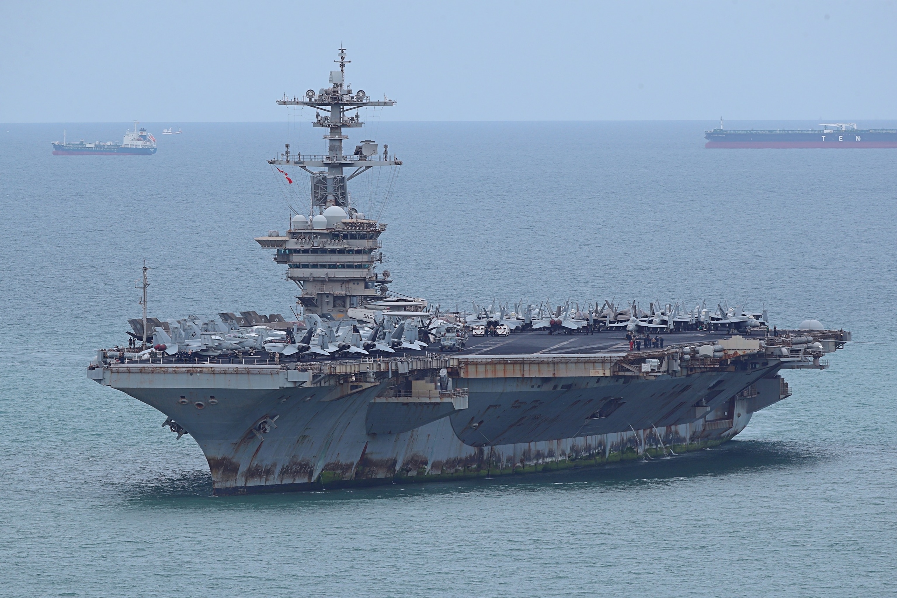 The USS Abraham Lincoln aircraft carrier arrives at Laem Chabang Port on September 2, 2026 in Si Racha, Thailand.Thananuwat Srirasant/Getty Images