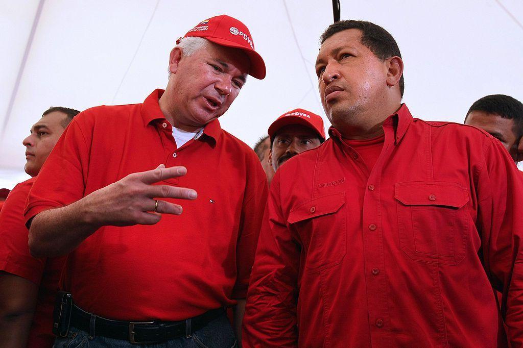 Image caption,Betancourt (not pictured) prospered under the presidency of Hugo Chávez (right)
