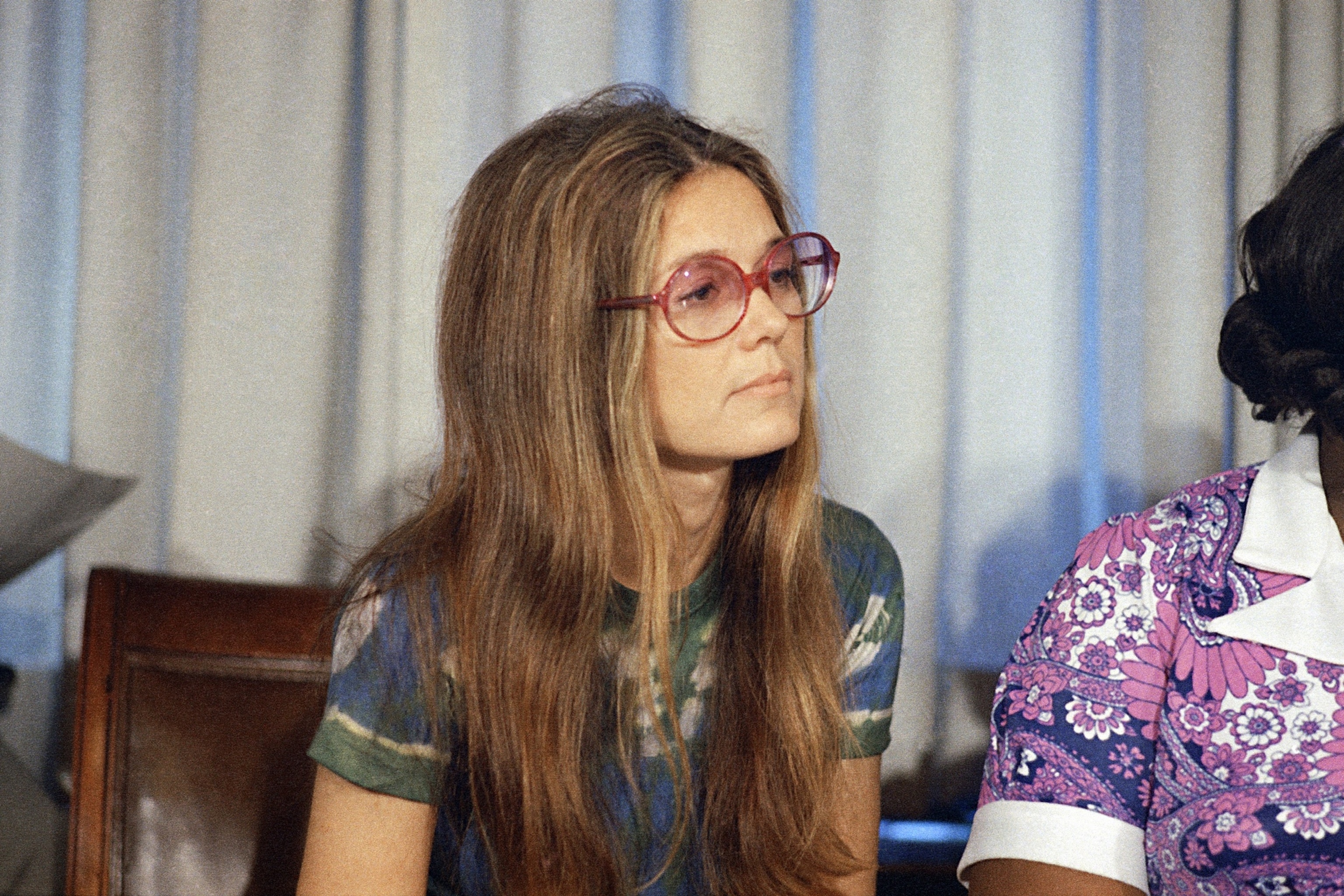 Women's rights spokeswoman Gloria Steinem attends a news conference at the American Civil Liberties Union office in New York, July 12, 1973.Richard Drew/AP