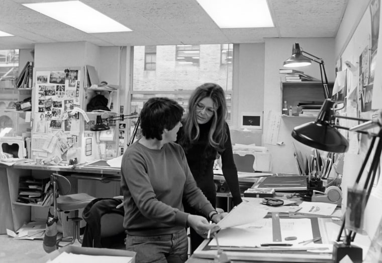 Gloria Steinem at the offices of Ms. Magazine circa 1974 in New York City.PL Gould / Getty Images