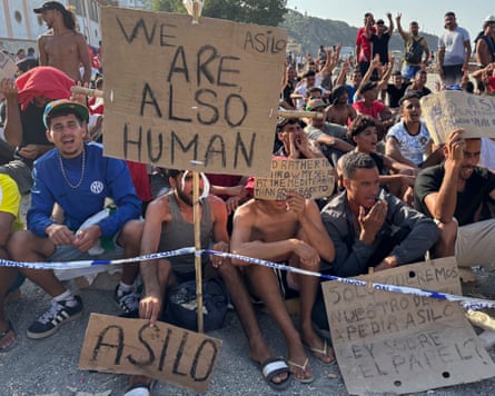 People who entered Ceuta from Morocco in late July on hunger strike last month to demand asylum.Photograph: Laura Rincon/EPA