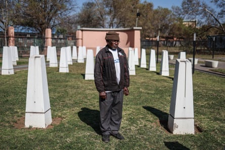 Abraham Mofokeng visiting the memorial site on Thursday.Photograph: Phill Magakoe/AFP/Getty Images