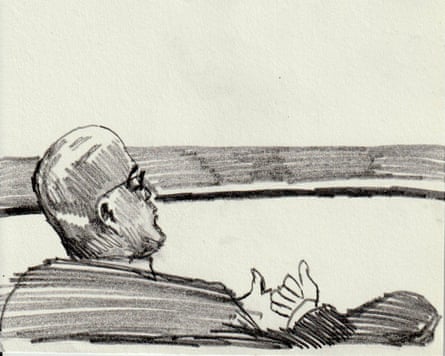 A court artist’s sketch of Yorgen Fenech during the trial.Illustration: Anna Calleja Day