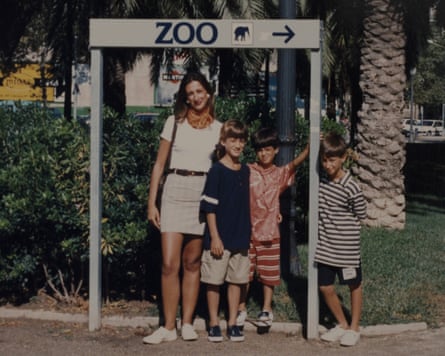 Daphne Caruana Galizia in 1989 at Lisbon zoo with her sons Paul, Andrew and Matthew.Photograph: Dan Kitwood/Getty Images