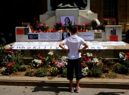 A makeshift memorial to Caruana Galizia in Valletta, Malta.Photograph: Darrin Zammit Lupi/Reuters