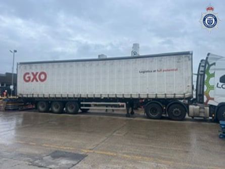 One of the two HGV trailers pictured before it was stolen from Whitehouse industrial estate in Runcorn.Photograph: Cheshire Constabulary/PA