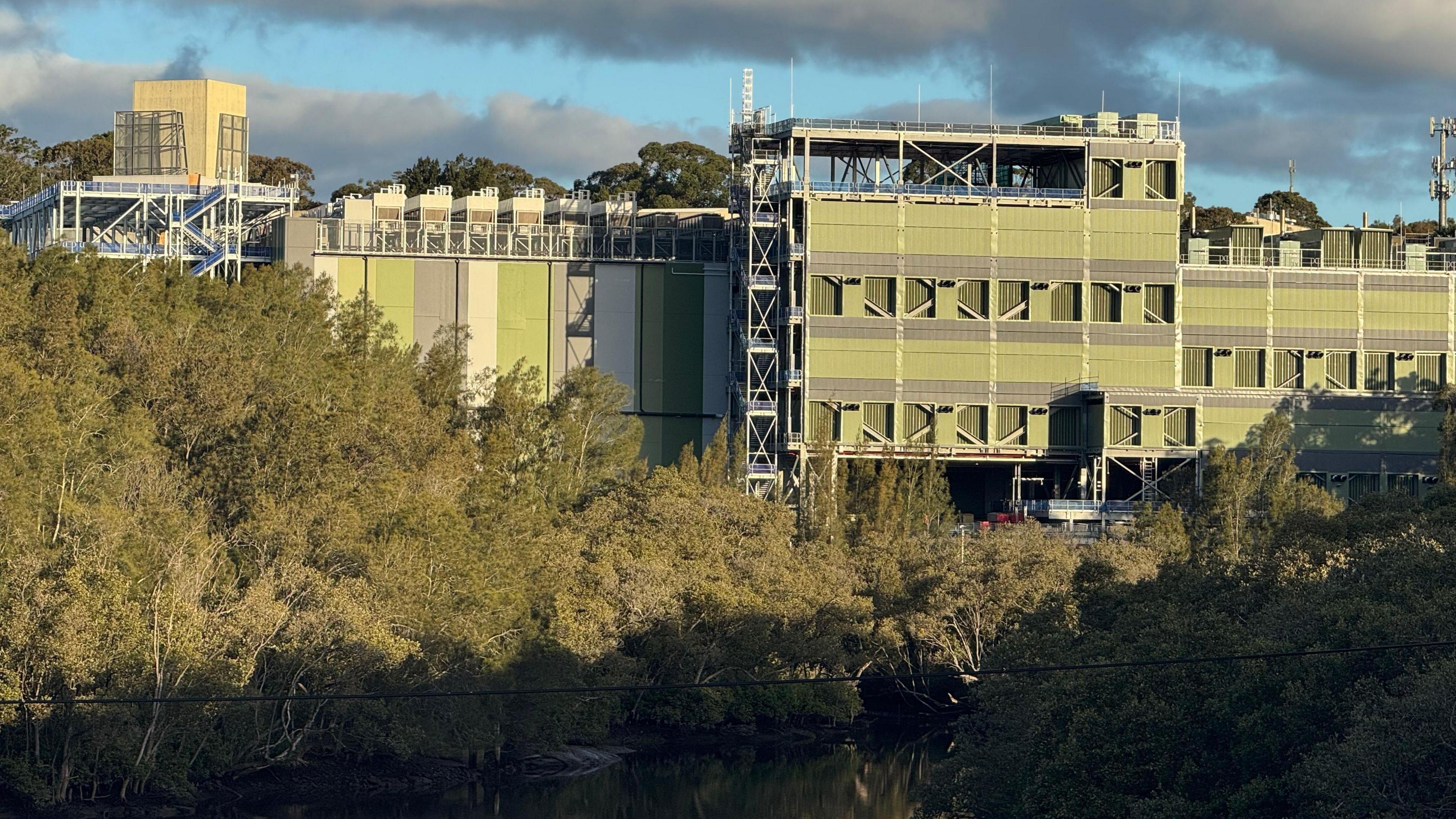 Image caption,Data centres, like this one in Lane Cove, are becoming a more familiar sight in Australia