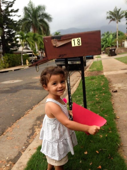 Pam Reader’s daughter stands at the mailbox.Photograph: Courtesy Pam Reader